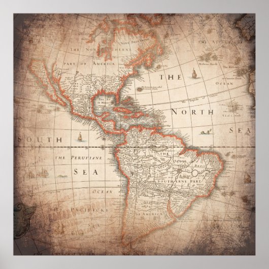 Antique Vintage Map Poster (Voorkant)