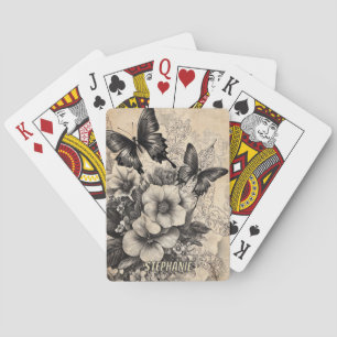Antique Vlindertje Botanisch Pokerkaarten
