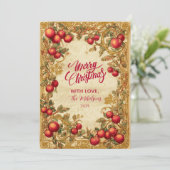 Antique Winter Berry Celebration Feestdagenkaart (Staand voorkant)