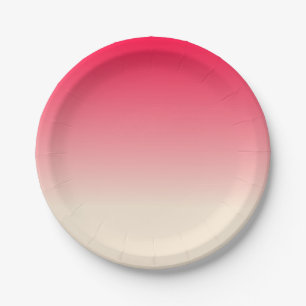 Antique Wit en Amerikaanse Roze Ombre Papieren Bordje