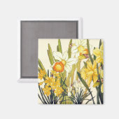 Antique Wood Block Print Daffodils Magnet (Voorkant / Achterkant)
