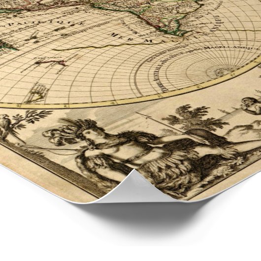 Antique World Map, 1694, by Alexis Hubert Jaillot Poster (Hoek)