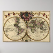 Antique World Map by Guillaume de L'Isle, 1720 Poster (Voorkant)