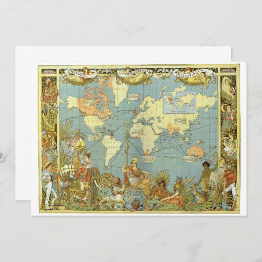 Antique World Map of the British Empire, 1886 (Voorkant / Achterkant)