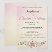 Antique Yellow & Dusty Rose Watercolor Baptism Kaart (Voorkant / Achterkant)