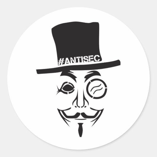 AntiSec AntiSecurity Hacker Logo Ronde Sticker (Voorkant)