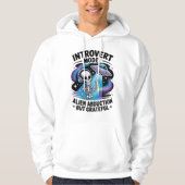 Antisociaal skelet UFO Funny Space Introvert Hoodie (Voorkant)