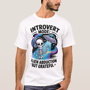 Antisociaal skelet UFO Funny Space Introvert T-shirt