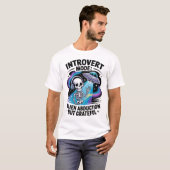 Antisociaal skelet UFO Funny Space Introvert T-shirt (Voorkant volledig)