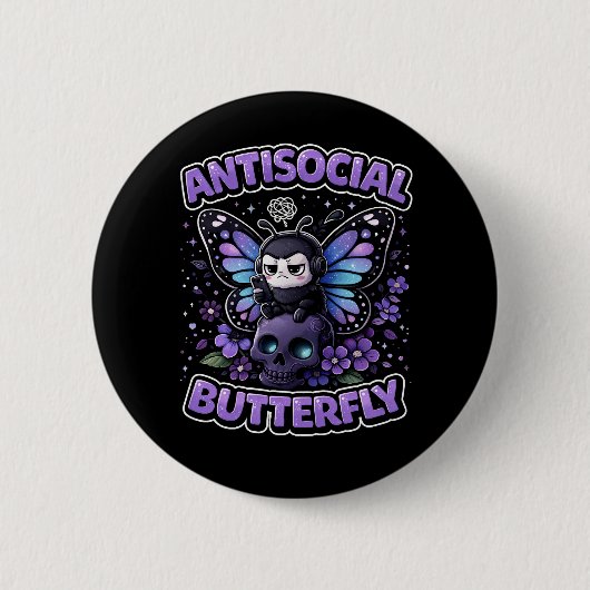 Antisocial Butterfly Ronde Button 5,7 Cm (Voorkant)