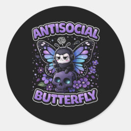 Antisocial Butterfly Ronde Sticker
