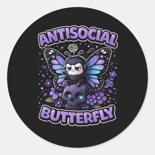 Antisocial Butterfly Ronde Sticker (Voorkant)