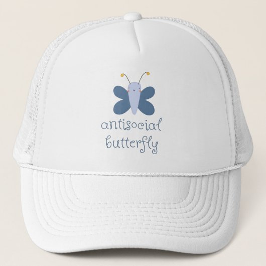 Antisocial Butterfly Trucker Hat – Dull Blue Pet (Voorkant)