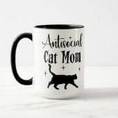 Antisocial Cat Mom Black Cat Stars Funny Sarcastic Mok (Links)