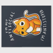 Antisocial Cute Cat Gift| Cat For Valentines  Cadeaupapier (Vlak)