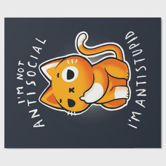 Antisocial Cute Cat Gift| Cat For Valentines  Cadeaupapier (Vlak)