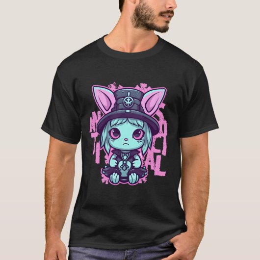 Antisocial Kawaii Pastel Goth Cat Gothic Hera T-shirt (Voorkant)