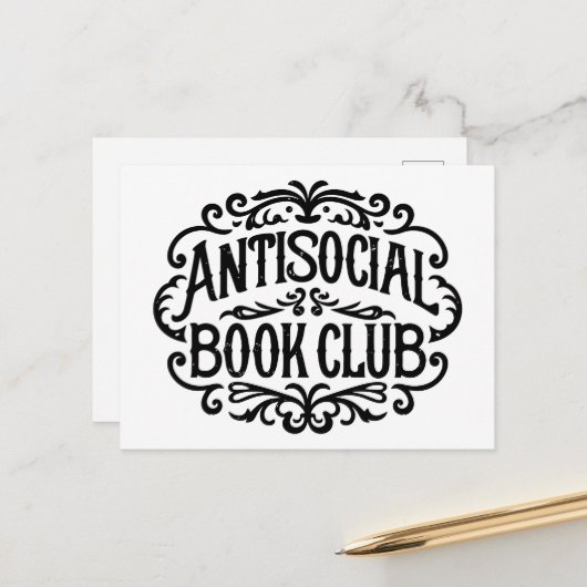 Antisociale boekenclub briefkaart (Voorkant / Achterkant in situ)