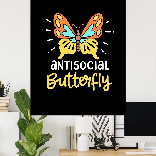 Antisociale Butterfly Poster (Thuiskantoor)