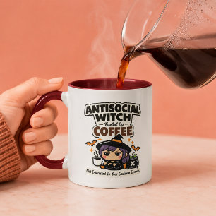 Antisociale Heks Gedreven Door Koffie Grappige Hal Mok