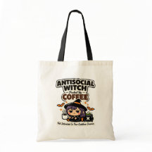 Antisociale Heks Koffie Halloween Boodschappentas