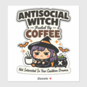 Antisociale Heks Koffie Halloween Sticker (Vel)
