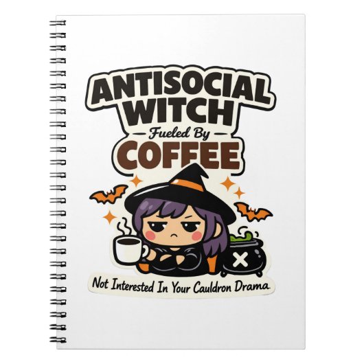 Antisociale Heksenkoffie Halloween Notitieboek (Voorkant)