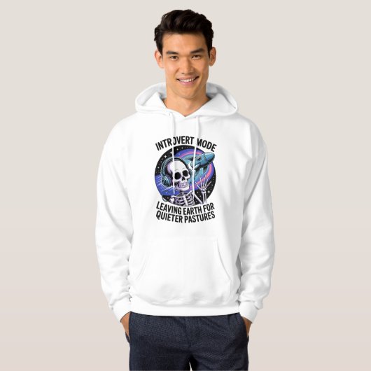 Antisociale Introvert Funny Skeleton Space Alien Hoodie (Voorkant volledig)