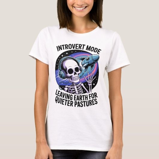 Antisociale Introvert Funny Skeleton Space Alien T-shirt (Voorkant)