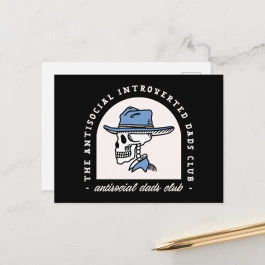 Antisociale introverte vader cowboy donker western feestdagenkaart (Voorkant / Achterkant in situ)