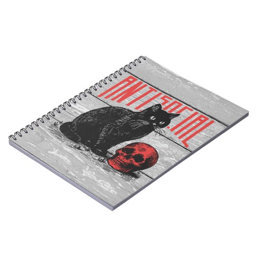 Antisociale kat en schedel notitieboek (Linkerzijde)
