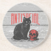 Antisociale kat en schedel zandsteen onderzetter (Voorkant)