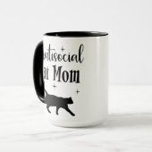 Antisociale Kattenmoeder Zwarte Katten Sterren Gra Mok (Voorkant links)