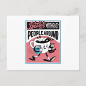 Antisociale koffiebeker Beter zonder mensen om de  Briefkaart (Voorkant)