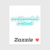 Antisociale Kunstenaar | Aqua Blauwe Grappige Curs Sticker (Vel)