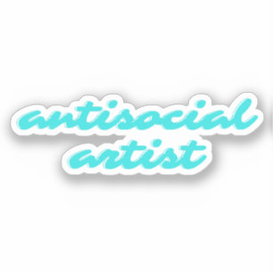 Antisociale Kunstenaar Aqua Blauwe Grappige Curs Sticker