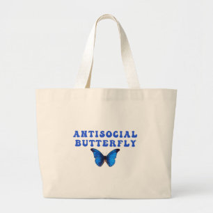 Antisociale vlinder, kleurrijke vlinder grote tote bag