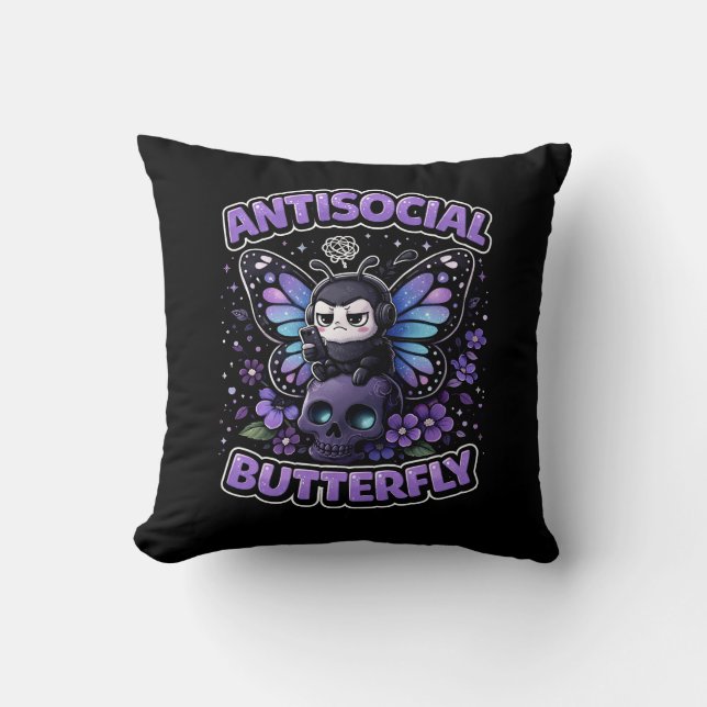 Antisociale Vlinder Kussen (Voorkant)