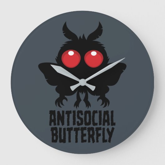Antisociale Vlinder Mothman Cryptid Grote Klok (Voorkant)