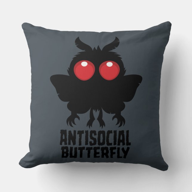 Antisociale Vlinder Mothman Cryptid Kussen (Voorkant)