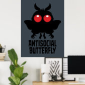 Antisociale Vlinder Mothman Cryptid Poster (Thuiskantoor)
