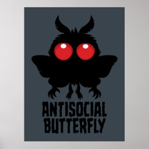 Antisociale Vlinder Mothman Cryptid Poster