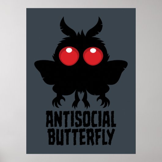 Antisociale Vlinder Mothman Cryptid Poster (Voorkant)