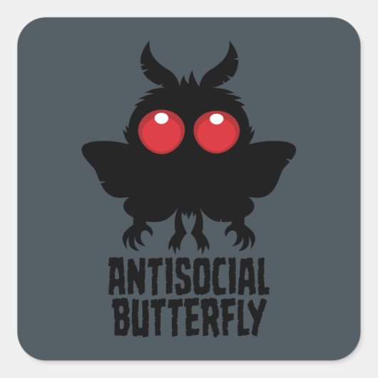 Antisociale Vlinder Mothman Cryptid Vierkante Sticker (Voorkant)