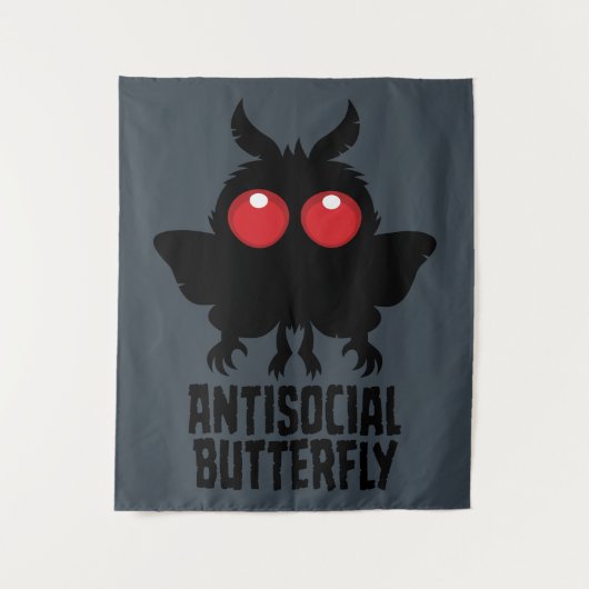Antisociale Vlinder Mothman Cryptid Wandkleed (Voorkant)