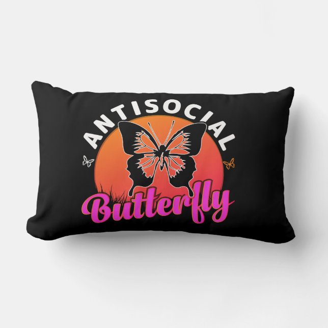 Antisociale vlinder ontwerp vector illustratie kussen (Voorkant)