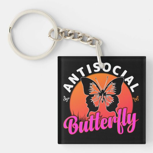 Antisociale vlinder ontwerp vector illustratie sleutelhanger (voorkant)