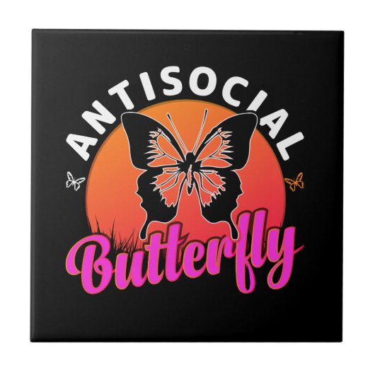 Antisociale vlinder ontwerp vector illustratie tegeltje (Voorkant)