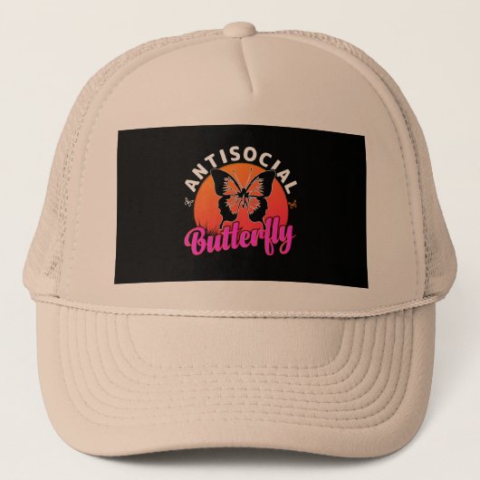 Antisociale vlinder ontwerp vector illustratie trucker pet (Voorkant)