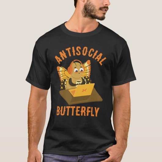Antisociale vlinder Schattigee introverte esthetie T-shirt (Voorkant)